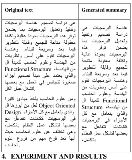 Table 1. An example of the final summary of the paragraph 