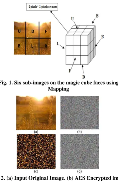 Fig. 1. Six sub-images on the magic cube faces using  Mapping 