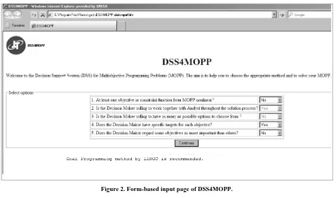 Figure 2. Form-based input page of DSS4MOPP. 