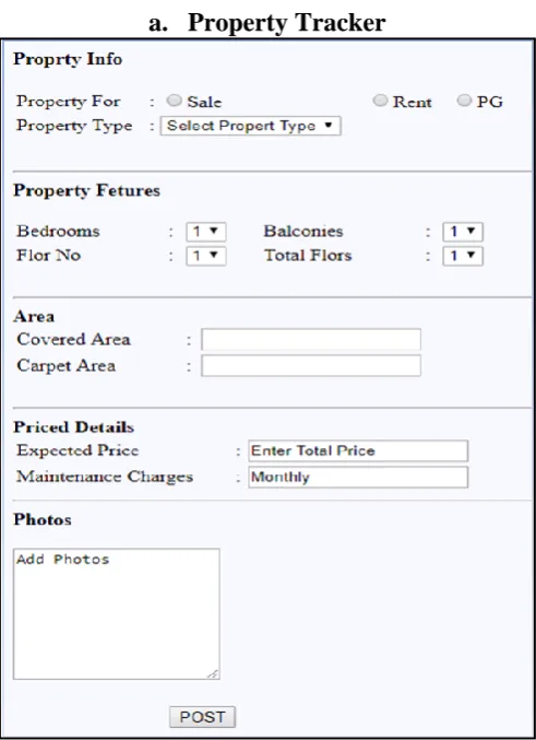 Figure 3. Interface for property tracker 