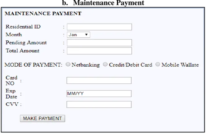 Figure 4. Interface for online maintenance payment 
