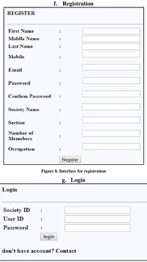 Figure 8. Interface for registration 