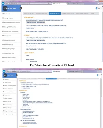 Fig 7: Interface of Security at FR Level 