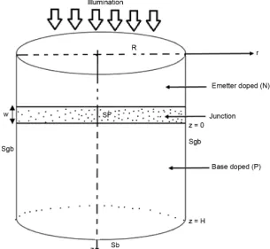 Figure 1. An isolated columnar cylindrical N-P polycristalline silicon solar cell. 