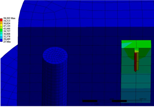 Figure 11. Distribution of temperature for fixed 25˚C on stem. 