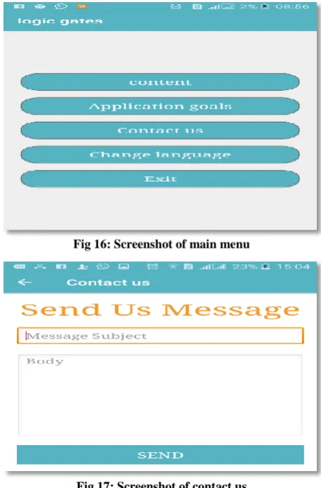 Fig 16: Screenshot of main menu 