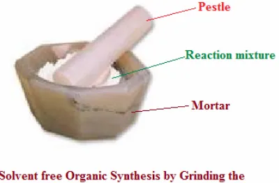 Figure 1. Grinding the reactants in a mortar with a pestle under solvent-free conditions