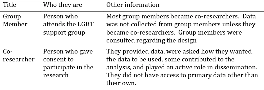 Table 1.  Explanation of research roles 