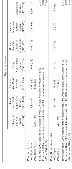 Table 1. Illustrative Example: Halliburton (Panel B) at the end of ﬁscal year 2006 and at the end InvestmentRisk FirmRisk (Panel A) andof ﬁscal year 2007