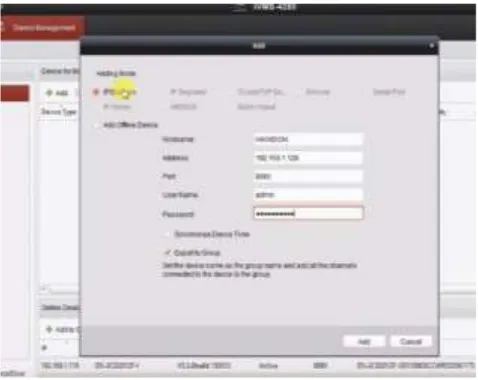 Fig -1: Adding IP Camera and defining Network Settings 