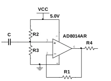 Figure 8: Buffer amplifier circuit using AD8014 