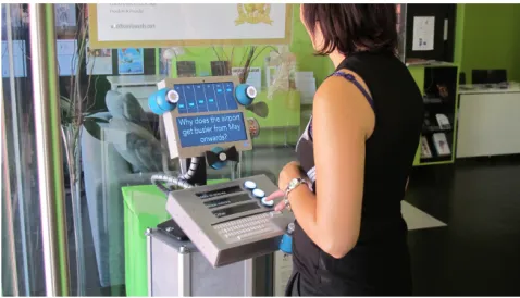 Figure 1. Roam-io: a physical installation that asks passers-by to answer a range of data questions