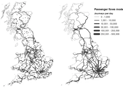 Fig. 2. Reconstructed total length of railway network in Britain, 1830–2003 (inner ticks on horizontal axis are dates of bridge failures causedby scour; see Section 3.2).