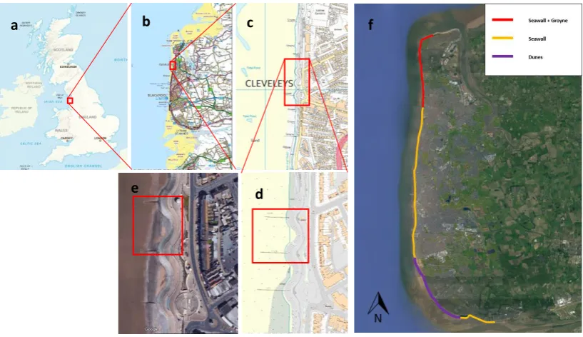 Figure 2  A progressively zoomed map of the location of the groyne cell used for study (outlined in red)