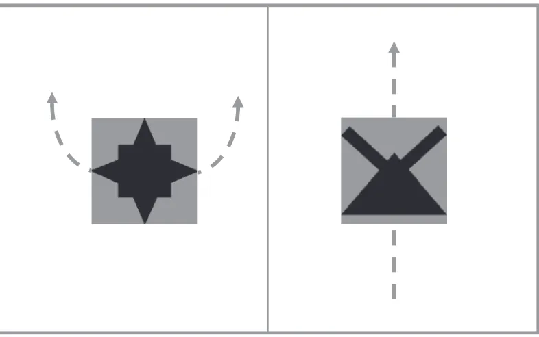 Fig. 1. Example of learning trial. Participants are presented with two moving objects and a four-word utter-ance (e.g., “Tha makkot noo pakrid”)