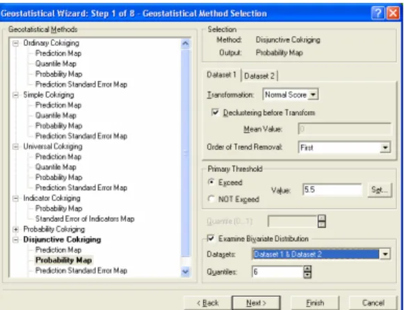 Figure 3. The geostatistical method selection  dialog. 