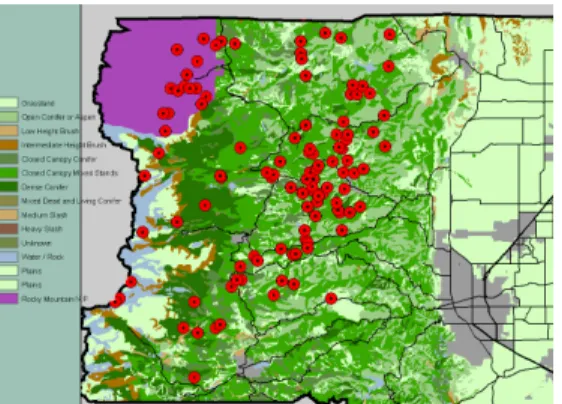 Figure 11. Lightning strikes in Boulder County,  Colorado, on September 1, 2000 