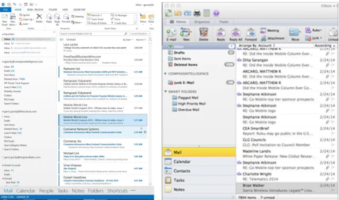 Figure 4: Comparison of MS Outlook Interface on Windows and Mac 