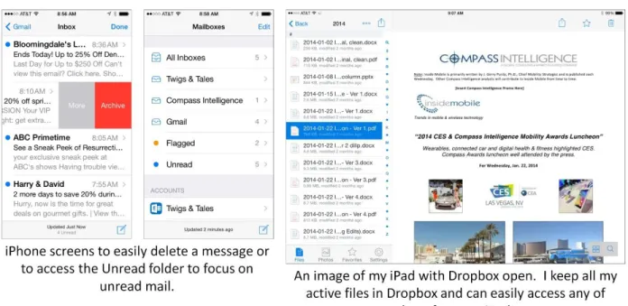 Figure 8: iOS Screens that Enable Continued Working with Mobile 