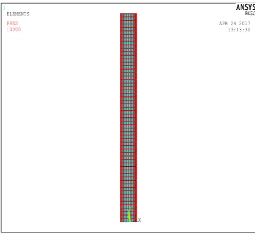 Fig 7. Meshed model of inflatable beam 