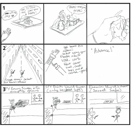 Fig. 3. Examples of shape-changing interface relating to frequently occurring require-ments: 1) Photo album for blind; 2) Battle armour; 3) Drinkable Tablet.