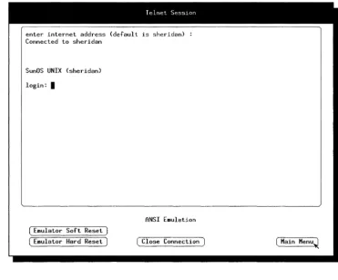 Figure 4-3. Telnet Session Menu 