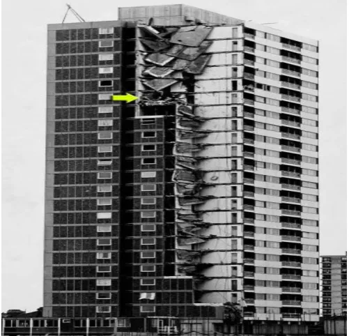 Fig -1: Ronan Point building after collapse, London 1968. 