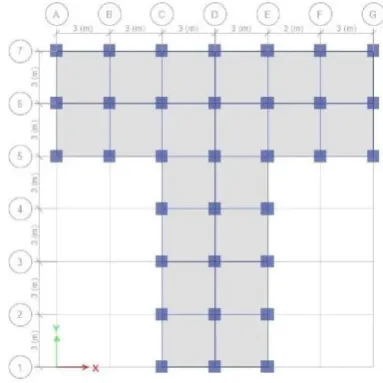 Fig. 2. Plan of shear wall system T-Section building 