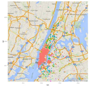 Figure 3.4: Clusters generated using Spatial Clustering on the tweets from Figure 3.3