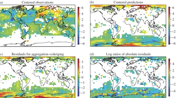 Fig. 5. Centred observed (a) and predicted (b) monthly average temperatures for September 1957 using