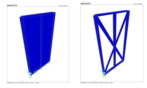Fig -3: View of the shear frame with the lateral resisting system was designed in the software 