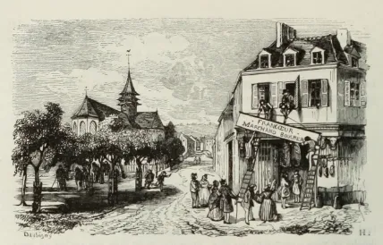 Figure 1.3.  The Chourineur’s butcher shop. (Illustration by Daubigny in Sue, Les Mystères de Paris [Paris: Charles Gosselin, 1843–1844), 1:142)