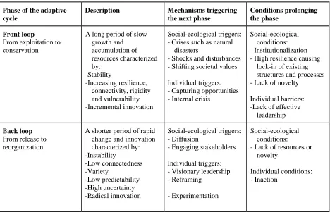 Table 1. The Adaptive Cycle.  