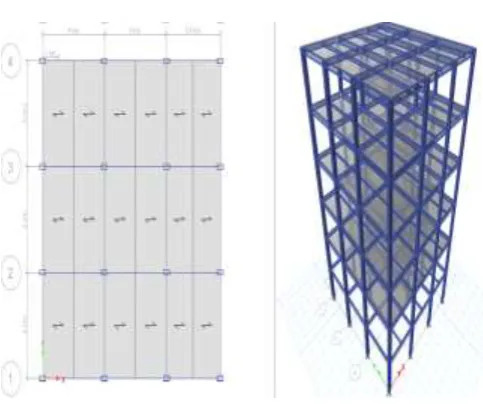 Fig.1: Plan & Rendered view of regular model. 