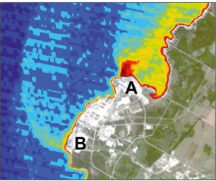 Fig. 2: A thermographic image of the Bruce nuclear power plant in Canada shows that unlike Block B,  Block A is in operation