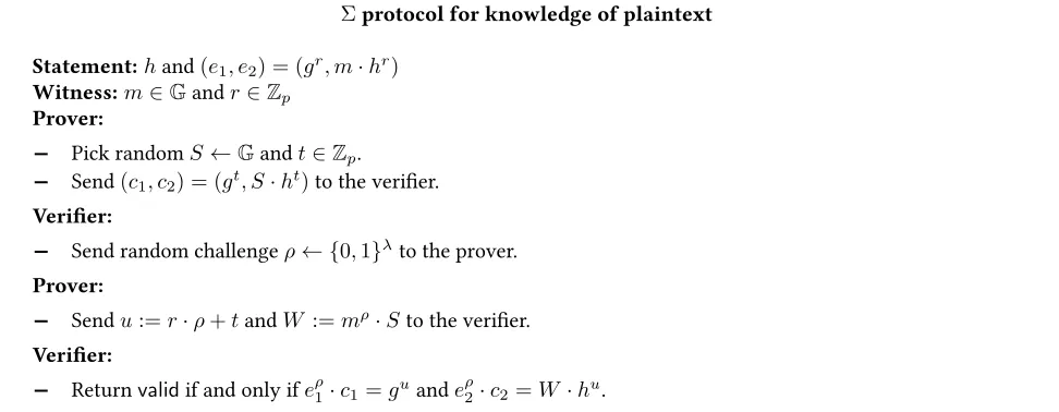 Figure 19: Σ protocol for knowledge of plaintext