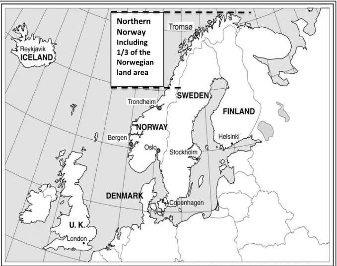 Figure 1 Map showing the location of Northern Norway in Northern Europe  