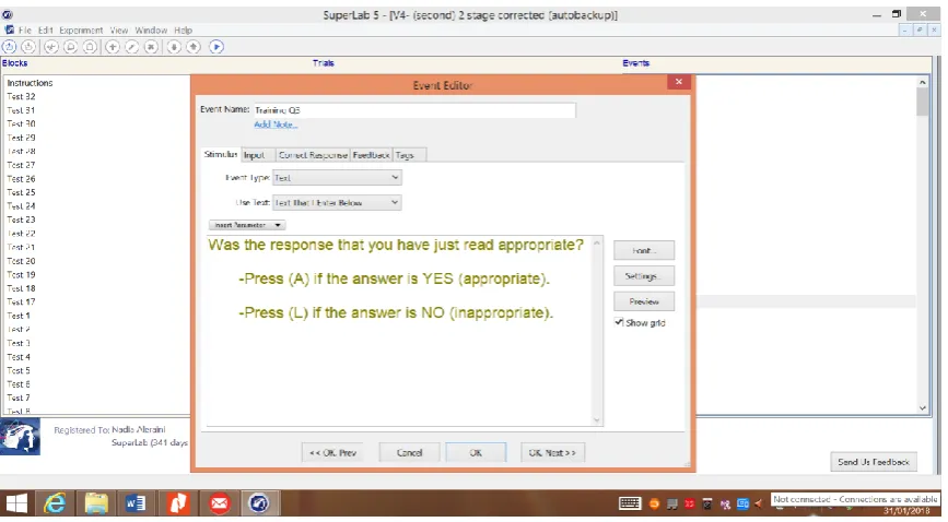 Figure 3.5 Example slide for a distractor question in SPR task in the pilot study 