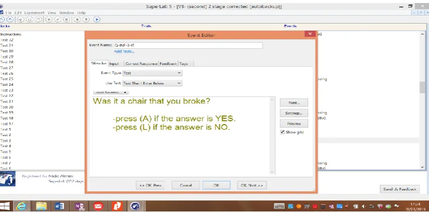 Figure 3.6. Example slide for the comprehension question in SPR task in the pilot study 