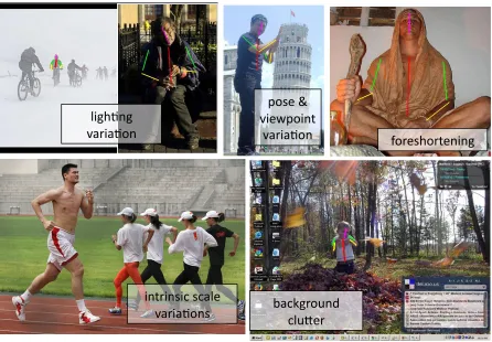 Figure 1.2: Some of the perceptual challenges in human pose estimation. Large variations
