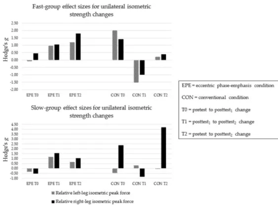 Figure 3. Sub-group unilateral isometric strength changes.   