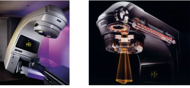 Figure 1: Medical linear accelerator from outside and inside.