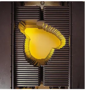 Figure 2: Multileaf collimator showing an aperture.