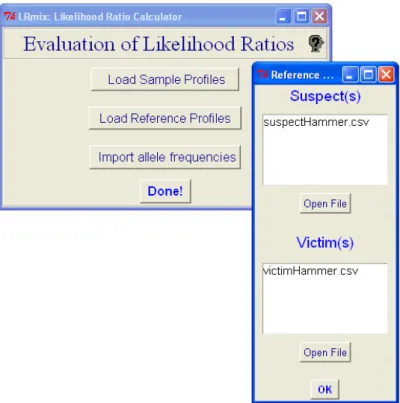 Figure 8: Uploading the reference DNA profiles from the Hammer case.