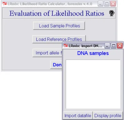 Figure 5: LRmix file upload window for the evidence profile.