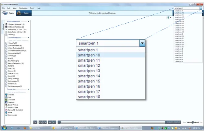 Figure 5: Smartpen Dropdown Menu