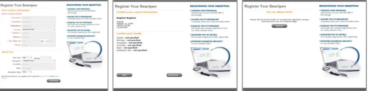 Figure 7: Registration Screens 