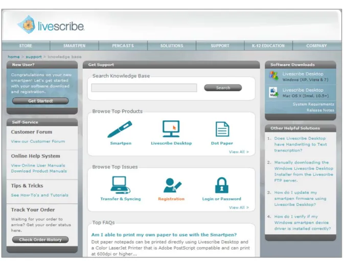 Figure 13: Livescribe Online Support 