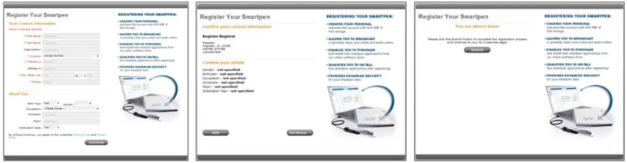 Figure 4: Registration Screens 