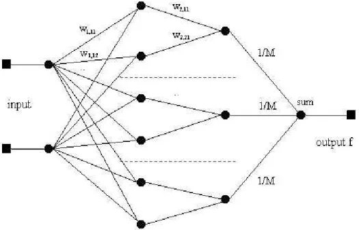 Figure 4.8: An illustration of the architecture of an NCL network. The weights shown as N 1 are fixed